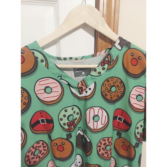 Butter Soft Size L Top Christmas Scrub Hospital Nurse Holidays Ugly Christmas - Picture 3 of 5
